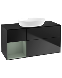 Villeroy und Boch Finion Villeroy und Boch Finion GA62GMPD 120cm, cover plate black matt, Emotion, shelves olive matt lacquer, black matt lacquer