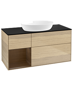 Villeroy und Boch Finion Waschtischunterschrank GA62GNPC 120cm, Abdeckplatte black matt, Emotion, Regale Walnut Veneer, Oak Veneer