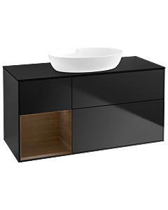 Villeroy und Boch Finion Villeroy und Boch Finion GA62GNPD 120cm, cover plate black matt, Emotion, shelves Walnut Veneer , black matt lacquer