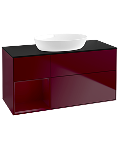 Villeroy und Boch Finion Villeroy und Boch GA62HBHB 120cm, plaque de recouvrement noire mate, Emotion, étagères en laque matte Peony , Peony Matt