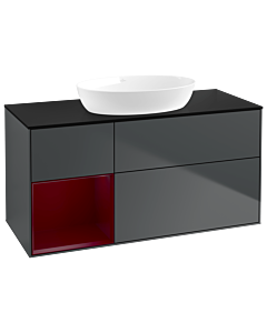 Villeroy und Boch Finion Waschtischunterschrank GA62HBHG 120cm, Abdeckplatte black matt, Emotion, Regale Peony matt lacquer, Midnight Blue Matt Lacquer