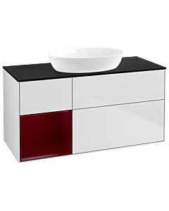 Villeroy und Boch Finion Villeroy und Boch Finion GA62HBMT 120cm, cover plate black matt, Emotion, shelves Peony matt lacquer, white matt lacquer