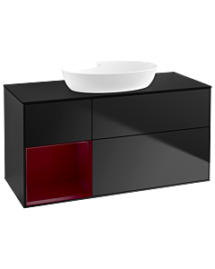 Villeroy und Boch Finion Waschtischunterschrank GA62HBPD 120cm, Abdeckplatte black matt, Emotion, Regale Peony matt lacquer, Black matt lacquer