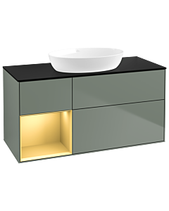 Villeroy und Boch Finion Villeroy und Boch Finion GA62HFGM 120cm, cover plate black matt, Emotion, shelves gold matt lacquer, Olive Matt Lacquer