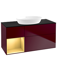 Villeroy und Boch Finion Villeroy und Boch Finion GA62HFHB 120cm, cover plate black matt, Emotion, shelves gold matt lacquer, Peony Matt