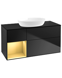 Villeroy und Boch Finion Villeroy und Boch Finion GA62HFPD 120cm, cover plate black matt, Emotion, shelves gold matt lacquer, black matt lacquer