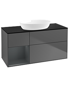 Villeroy und Boch Finion Waschtischunterschrank GA62HGGK 120cm, Abdeckplatte black matt, Emotion, Regale Midnight matt lacquer, Anthracite matt
