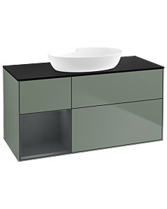 Villeroy und Boch Finion Villeroy und Boch Finion GA62HGGM 120cm, cover plate black matt, Emotion, shelves Midnight matt lacquer, Olive Matt Lacquer