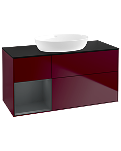 Villeroy und Boch Finion Waschtischunterschrank GA62HGHB 120cm, Abdeckplatte black matt, Emotion, Regale Midnight matt lacquer, Peony Matt