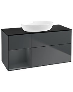 Villeroy und Boch Finion Villeroy und Boch GA62HGHG 120cm, plaque de recouvrement noir mat, Emotion, étagères Midnight laqué mat, Midnight Blue Matt Lacquer