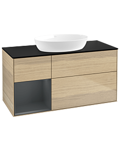 Villeroy und Boch Finion Waschtischunterschrank GA62HGPC 120cm, Abdeckplatte black matt, Emotion, Regale Midnight matt lacquer, Oak Veneer