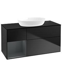 Villeroy und Boch Finion Waschtischunterschrank GA62HGPD 120cm, Abdeckplatte black matt, Emotion, Regale Midnight matt lacquer, Black matt lacquer