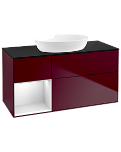 Villeroy und Boch Finion Villeroy und Boch Finion GA62MTHB 120cm, cover plate black matt, Emotion, shelves white matt lacquer, Peony Matt