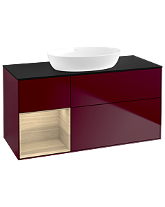 Villeroy und Boch Finion Waschtischunterschrank GA62PCHB 120cm, Abdeckplatte black matt, Emotion, Regale Oak Veneer, Peony Matt