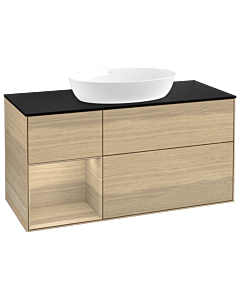 Villeroy und Boch Finion Waschtischunterschrank GA62PCPC 120cm, Abdeckplatte black matt, Emotion, Regale Oak Veneer, Oak Veneer