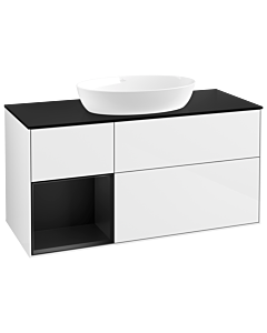 Villeroy und Boch Finion Villeroy und Boch Finion GA62PDGF 120cm, cover plate black matt, Emotion, shelves black matt lacquer, glossy white lacquer