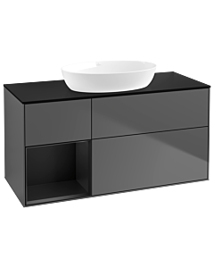 Villeroy und Boch Finion Waschtischunterschrank GA62PDGK 120cm, Abdeckplatte black matt, Emotion, Regale Black matt lacquer, Anthracite matt