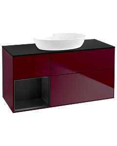 Villeroy und Boch Finion Villeroy und Boch GA62PDHB 120cm, plaque de recouvrement noire mate, Emotion, étagères Peony Matt noir mat, Peony Matt