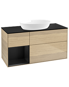 Villeroy und Boch Finion Waschtischunterschrank GA62PDPC 120cm, Abdeckplatte black matt, Emotion, Regale Black matt lacquer, Oak Veneer