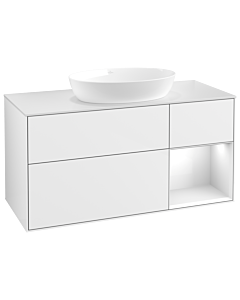 Villeroy und Boch Finion Villeroy und Boch GA71GFGF 120cm, plaque de recouvrement blanc mat, Emotion, étagères Laque blanche brillante, Laque blanche brillante