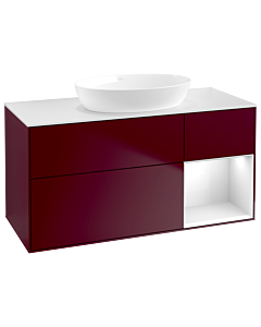 Villeroy und Boch Finion Waschtischunterschrank GA71GFHB 120cm, Abdeckplatte white matt, Emotion, Regale Glossy white lacquer, Peony Matt