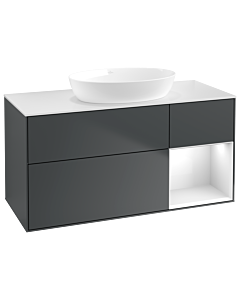 Villeroy und Boch Finion Villeroy und Boch GA71GFHG 120cm, plaque de recouvrement blanc mat, Emotion, étagères Laque blanc brillant, Midnight Blue Matt Lacquer