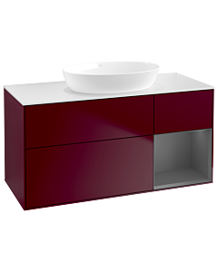 Villeroy und Boch Finion Waschtischunterschrank GA71GKHB 120cm, Abdeckplatte white matt, Emotion, Regale Anthracite matt lacquer, Peony Matt