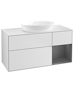 Villeroy und Boch Finion Waschtischunterschrank GA71GKMT 120cm, Abdeckplatte white matt, Emotion, Regale Anthracite matt lacquer, White matt lacquer