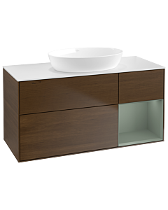 Villeroy und Boch Finion Villeroy und Boch Finion GA71GMGN 120cm, cover plate white matt, Emotion, shelves olive matt lacquer, walnut veneer