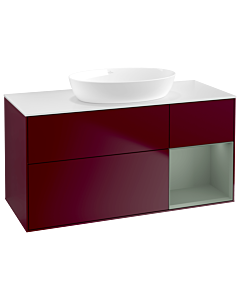 Villeroy und Boch Finion Waschtischunterschrank GA71GMHB 120cm, Abdeckplatte white matt, Emotion, Regale Olive matt lacquer, Peony Matt