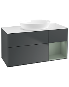 Villeroy und Boch Finion Waschtischunterschrank GA71GMHG 120cm, Abdeckplatte white matt, Emotion, Regale Olive matt lacquer, Midnight Blue Matt Lacquer