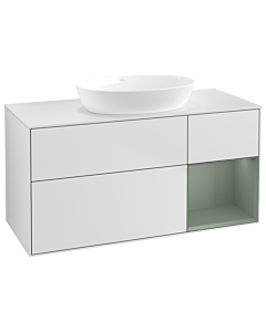 Villeroy und Boch Finion Villeroy und Boch Finion GA71GMMT 120cm, cover plate white matt, Emotion, shelves olive matt lacquer, white matt lacquer