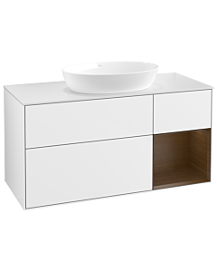 Villeroy und Boch Finion Villeroy und Boch Finion GA71GNGF 120cm, cover plate white matt, Emotion, shelves Walnut Veneer , glossy white lacquer