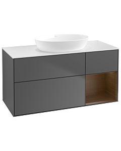 Villeroy und Boch Finion Villeroy und Boch Finion GA71GNGK 120cm, cover plate white matt, Emotion, shelves Walnut Veneer , anthracite matt