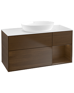 Villeroy und Boch Finion Waschtischunterschrank GA71GNGN 120cm, Abdeckplatte white matt, Emotion, Regale Walnut Veneer, Walnut veneer