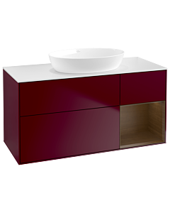 Villeroy und Boch Finion Villeroy und Boch GA71GNHB 120cm, plaque de recouvrement blanc mat, emotion, étagères Walnut Veneer , Peony Matt