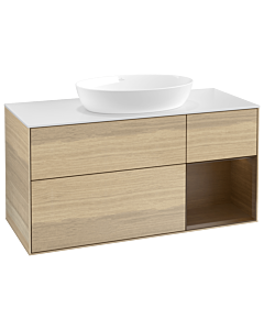 Villeroy und Boch Finion Villeroy und Boch GA71GNPC 120cm, plaque de recouvrement blanc mat, emotion, étagères Walnut Veneer , Oak Veneer