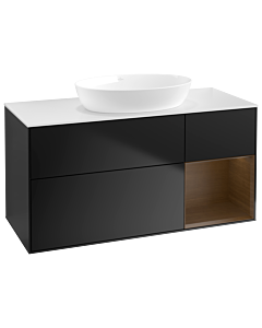 Villeroy und Boch Finion Villeroy und Boch Finion GA71GNPD 120cm, cover plate white matt, Emotion, shelves Walnut Veneer , black matt lacquer