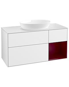 Villeroy und Boch Finion Waschtischunterschrank GA71HBGF 120cm, Abdeckplatte white matt, Emotion, Regale Peony matt lacquer, Glossy white lacquer