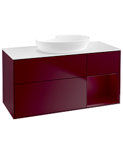 Villeroy und Boch Finion Villeroy und Boch GA71HBHB 120cm, plaque de recouvrement blanc mat, Emotion, étagères Peony laqué mat, Peony Matt