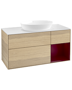 Villeroy und Boch Finion Waschtischunterschrank GA71HBPC 120cm, Abdeckplatte white matt, Emotion, Regale Peony matt lacquer, Oak Veneer