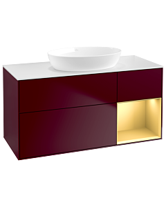 Villeroy und Boch Finion Waschtischunterschrank GA71HFHB 120cm, Abdeckplatte white matt, Emotion, Regale Gold matt lacquer, Peony Matt