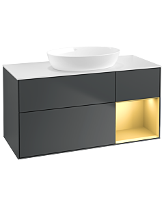 Villeroy und Boch Finion Waschtischunterschrank GA71HFHG 120cm, Abdeckplatte white matt, Emotion, Regale Gold matt lacquer, Midnight Blue Matt Lacquer