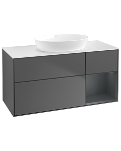 Villeroy und Boch Finion Waschtischunterschrank GA71HGGK 120cm, Abdeckplatte white matt, Emotion, Regale Midnight matt lacquer, Anthracite matt