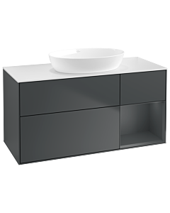 Villeroy und Boch Finion Villeroy und Boch GA71HGHG 120cm, plaque de recouvrement blanc mat, Emotion, étagères Midnight laqué mat, Midnight Blue Matt Lacquer