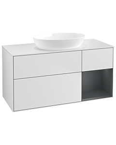 Villeroy und Boch Finion Waschtischunterschrank GA71HGMT 120cm, Abdeckplatte white matt, Emotion, Regale Midnight matt lacquer, White matt lacquer