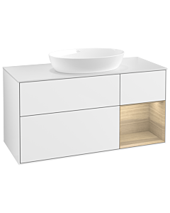 Villeroy und Boch Finion Waschtischunterschrank GA71PCGF 120cm, Abdeckplatte white matt, Emotion, Regale Oak Veneer, Glossy white lacquer