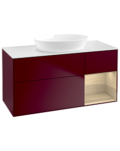 Villeroy und Boch Finion Villeroy und Boch GA71PCHB 120cm, plaque de recouvrement blanc mat, emotion, étagères Oak Veneer , Peony Matt