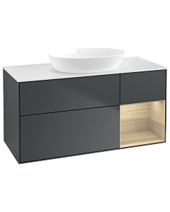 Villeroy und Boch Finion Villeroy und Boch GA71PCHG 120cm, plaque de recouvrement blanc mat, Emotion, étagères Oak Veneer , Midnight Blue Matt Lacquer
