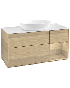 Villeroy und Boch Finion Villeroy und Boch GA71PCPC 120cm, plaque de recouvrement blanc mat, emotion, étagères Oak Veneer , Oak Veneer